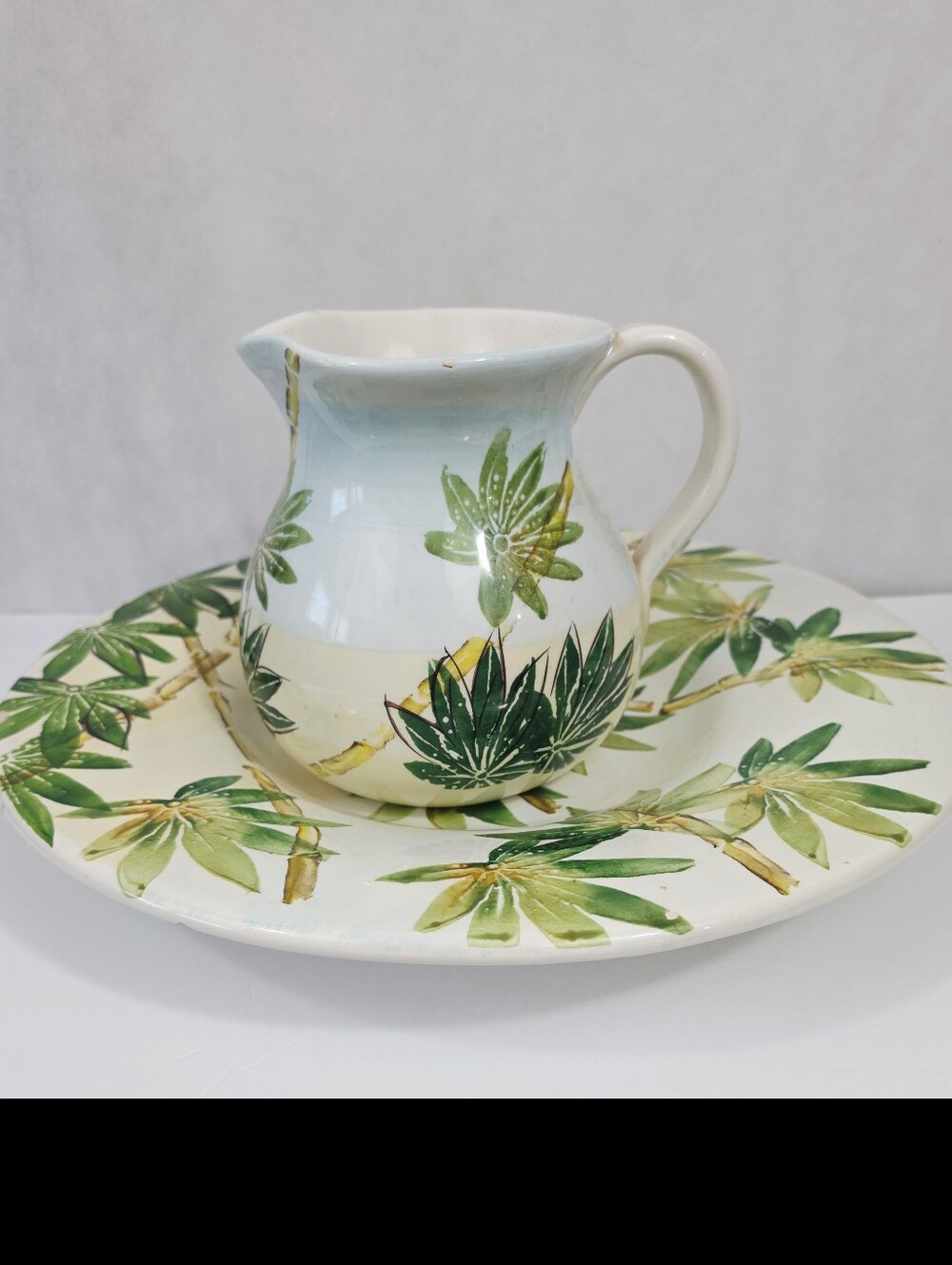 Vintage Antica Fornace Italian Ceramic Pitcher and Serving Platter Set